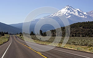 Highway 97 Two Lane Road to Mount Shasta