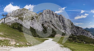 Road to Mountain Gartnerkofel on Nassfeld in Carnic Alps