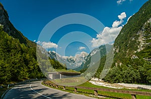 Road to mountain pass Vrsic, Slovenia photo
