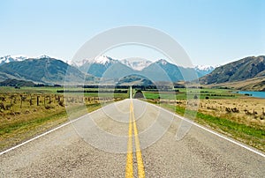 Road to mountains, New Zealand