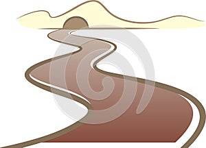 Road to mountains through a tunnel.