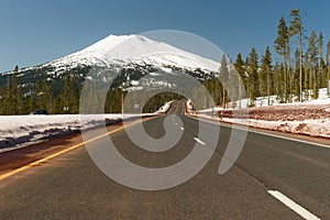 Road to Mt. Bachelor Ski Resort Cascade Range