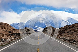 Road to Muztagata Mountain on Pamirs