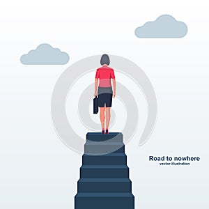 Road to nowhere landing page. Businesswoman vector