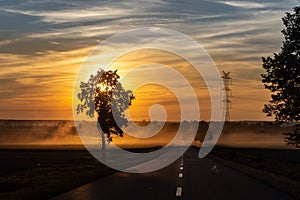 Wayside sunset. Road to nowhere