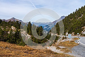 Road to Ofenpass - Fuorn pass in Val Mustair of canton Grisons, Switzerland