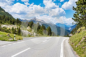 Road to Ofenpass Fuorn in Val Mustair valley of canton Grisons, Switzerland