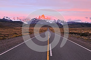 Road to patagonian mountains