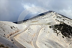 The road to peak of Mont Ventoux