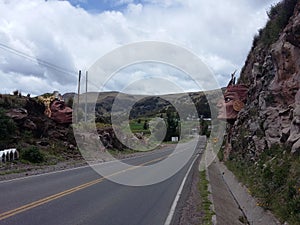 The road to the prehistoric Incas fertility temple in Chucuito, Puno Peru