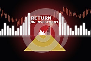 Road to return on investment ROI and growth graphs on abstract background