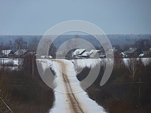 A road to the russian village in winter