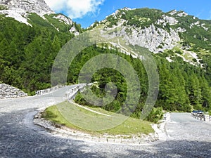 Road to Vrsic Pass in the Julian Alps, Slovenia photo