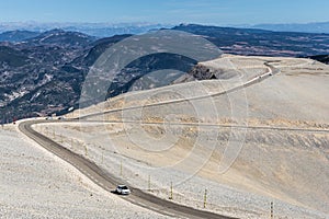 Road on top of Mont Serein Ventoux in Provence, France