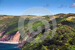 The road and the tourist path along the scenic North Devon