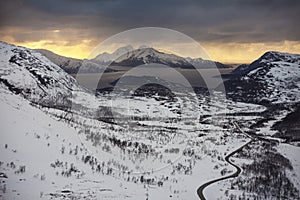 Road towards the Norwegian fjords