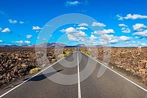 Road towards Timanfaya National Park Lanzarote