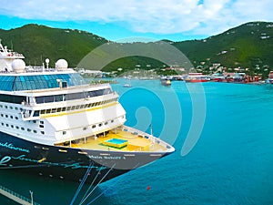 Road Town, Tortola, British Virgin Islands - February 06, 2013: Cruise ship Mein Schiff 1 docked in port