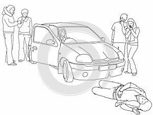 Road traffic collision - injuredpedestrian and onlookers