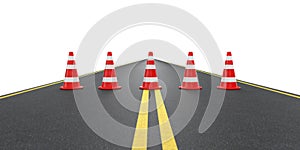 Road with traffic cones