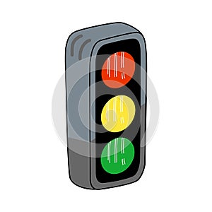 Road traffic light icons. Red, yellow and green.
