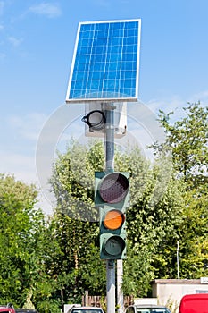 Road traffic light and solar panel
