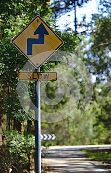 Road Traffic Sign Warning to Slow Down