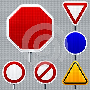 Road traffic signals in shiny style. Isolated