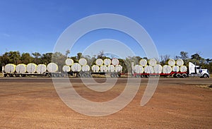 Road train carrying bales of cotton