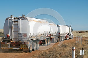 Road train carrying fuel