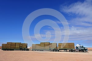 Road train in central Australia Outback