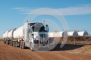 Road train and oil tanks