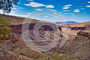 Road train in a spectacular canyon, Karijini, Western Australia