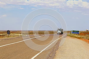 Road train trucks Stuart Highway, Australia