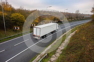 Road transport. Articulated lorry on the road