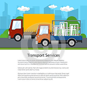 Small Trucks Drive on the Road , Poster