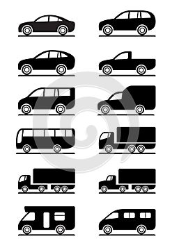 Road transportation icons set