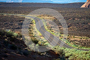 Road trip in Arizona desert. Long Desert Highway California.