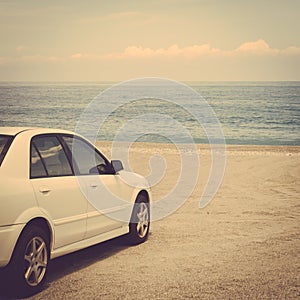 Road trip car sea ocean sand beach