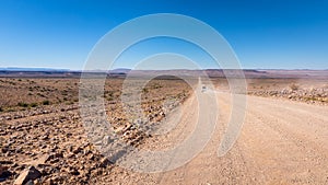 Road trip on gravel roads to Ai-Ais, Namibia.