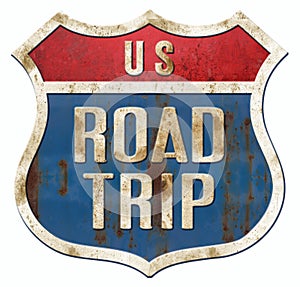 Road Trip Highway Sign Vintage