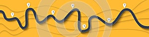 Road trip and Journey route. Winding Road on a Colorful Background with pin pointer photo