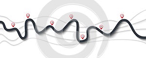 Road trip and Journey route. Winding Road on a White Background