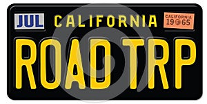 Road Trip License Plate California