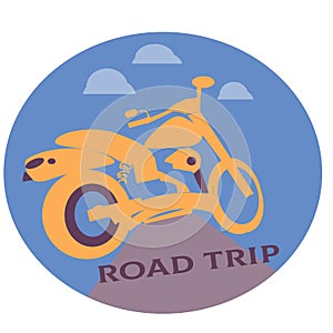 A road trip by motocycle with rear mirror view