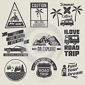 Road trip quote collection black and white