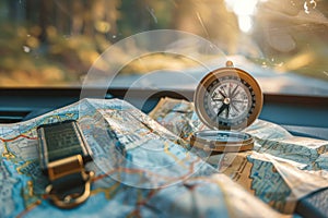 Road Trip Readiness with Map and Compass
