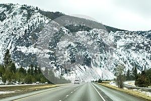 Road trip. Snow Mountains Landscape