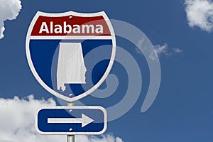 Road trip to Alabama highway sign