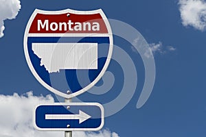 Road trip to Montana on highway sign